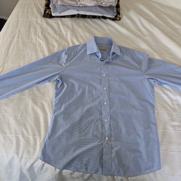 Blue windowpain Surmesur dress shirt - Picture 1 of 4